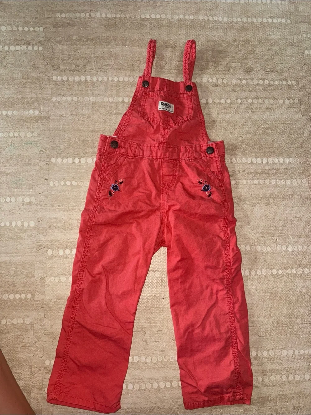 OshKosh B'gosh Red Braided-Strap Kids Overalls